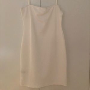 White Square Neck Spaghetti Strap Bodycon Dress